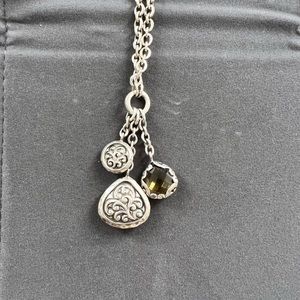 Lois Hill 3 strand drop citrine sterling silver necklace